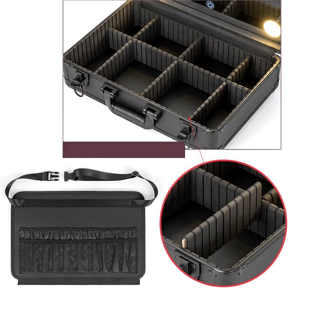 Kosmetyczka do makijażu, profesjonalna walizka na paznokcie z lustrem LED, organizer podróżny do przechowywania kosmetyków, toaletka, M-44 cm, Rozmiar uniwersalny