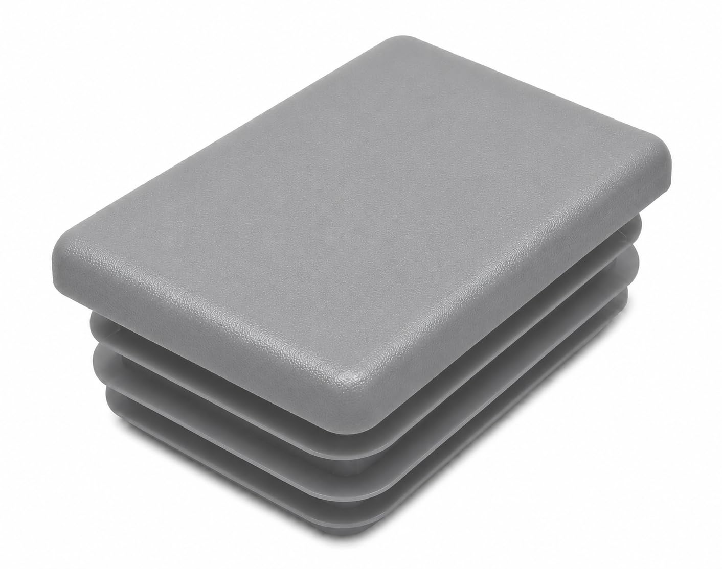 (Pack of 4) Rectangular Plastic Plugs 1-9/16" x 2-3/8" (40 x 60 mm), Matt Tube Inserts, Fence Post Caps, Window Gray RAL 7040