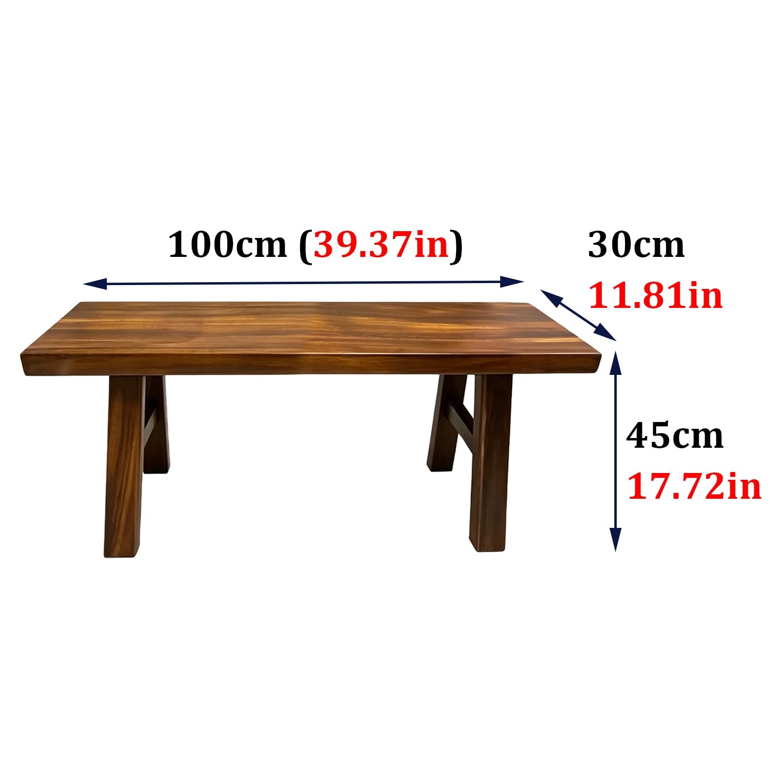 Solidna Drewniana Ławka Naturalna dla Salonu Jadalni Lub Patio Wytrzymała Bez Oparcia Nie Wymaga Montażu Idealna do Użytku Wewnętrznego i Zewnętrznego(100x30x45cm)