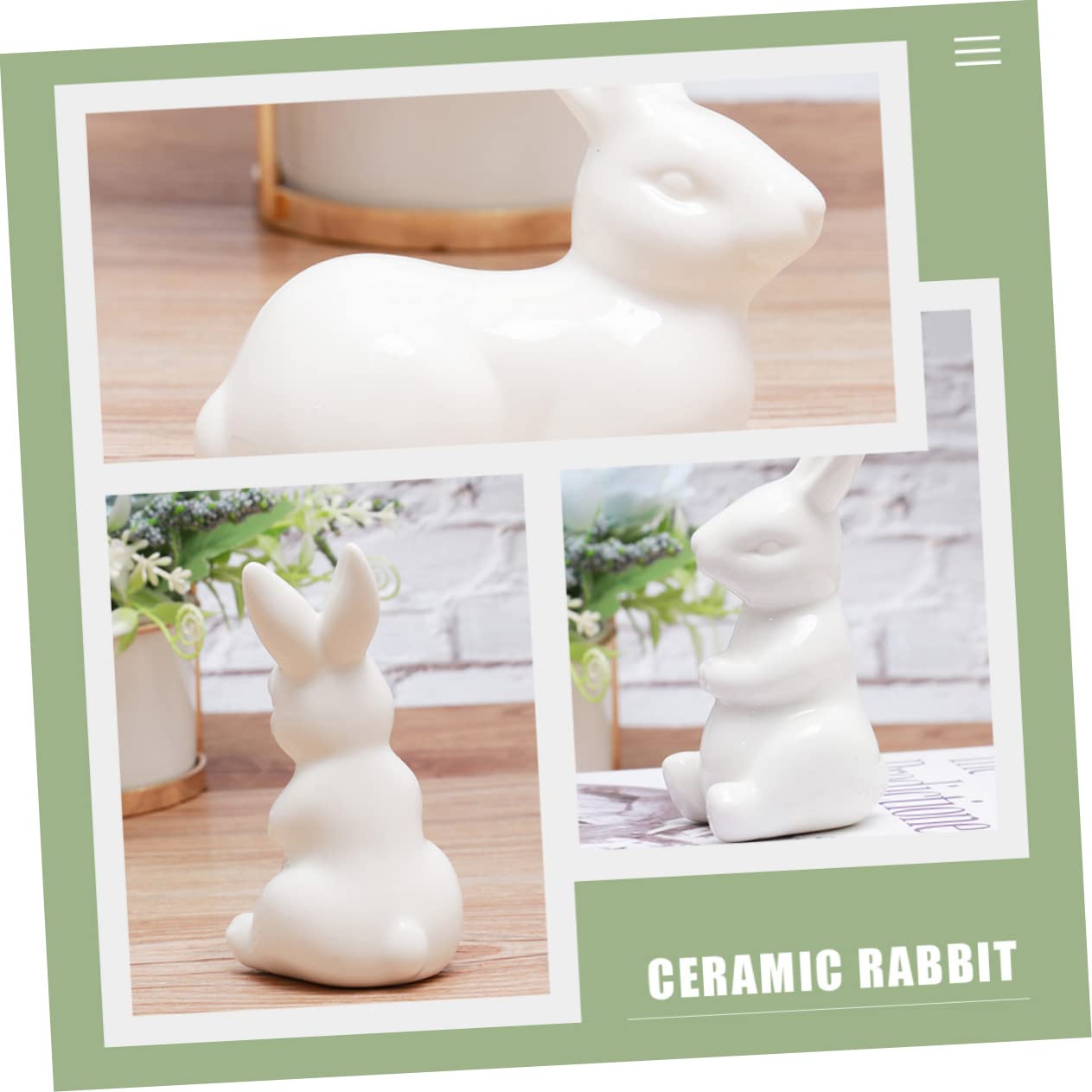 Amazon.co.jp: WOONEKY 2Pcs セラミック うさぎ 形 おもちゃ 白