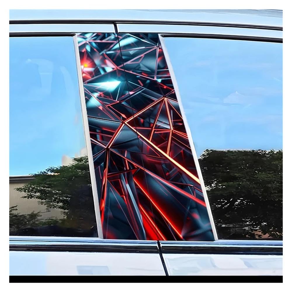 Dabhuoc One Color Car Parts 2Pcs Car Door Post Decals Geometric Grid Pattern Scratch Resistant Film