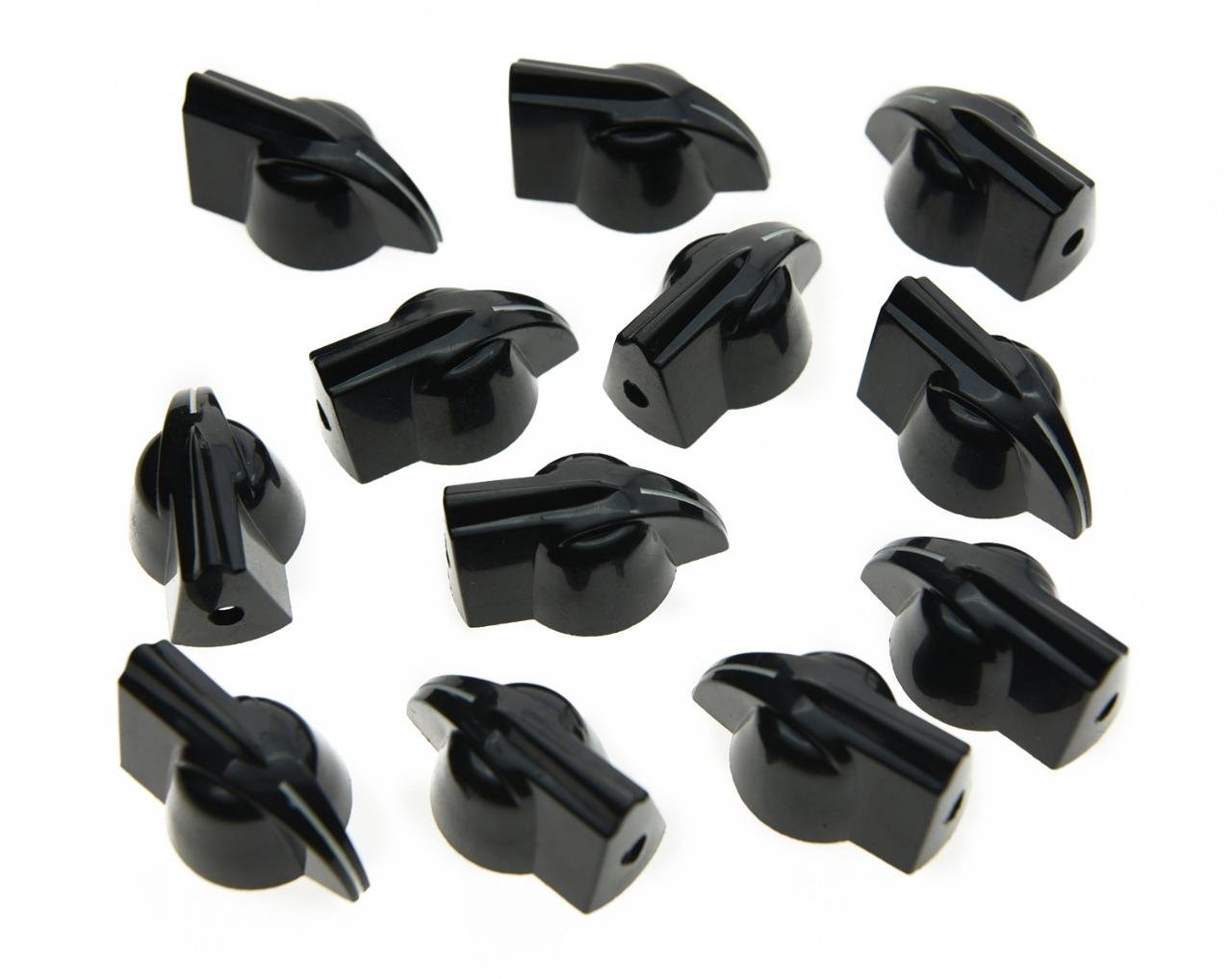 KAISH 12pcs Raised Vintage Guitar Amplifier Effect Pedal Knobs Chicken Head Knobs Black