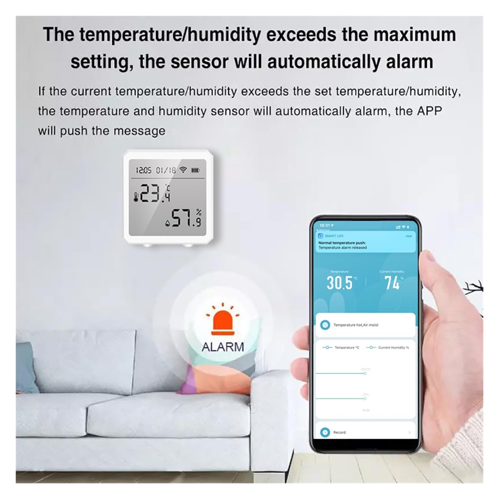Tuya Smart Life Zigbee Czujnik Temperatury I Wilgotności Termometr Wewnętrzny Detektor Dokładne Pomiary(Black)