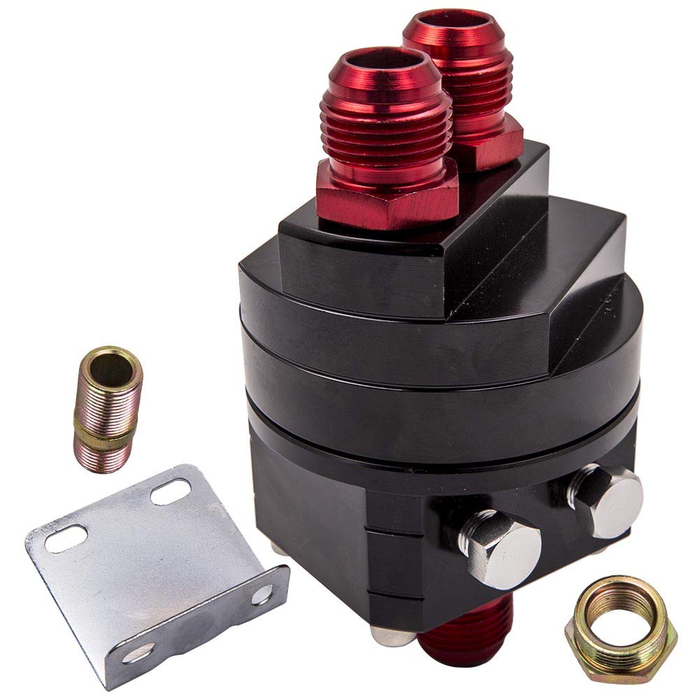 maXpeedingrods Kit de Adaptador de Filtro de Aceite Universal de Aluminio, Adaptador de Empalme Macho para Desplazamiento de Filtro de Aceite, Rosca M20x1.5/3/4"x16 UNF,Conector AN10,Montaje en Bloque