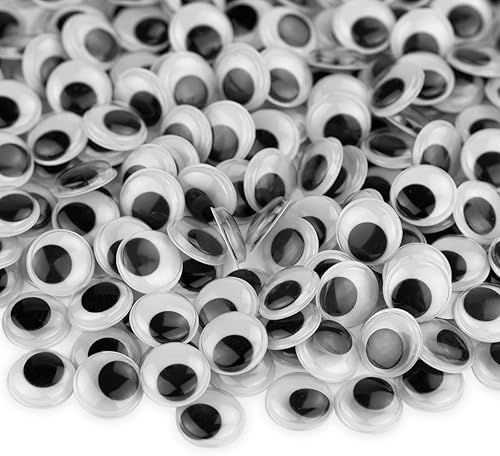 Miniatura 2 de Hygloss Products Ojos de plástico para ojos, ideales para artes y manualidades, no adhesivos, pegar, color negro, tamaño 0.394 in, paquete económico