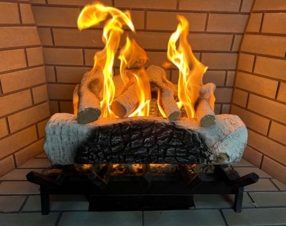 Miniatura 6 de ATR ART TO REAL 5 troncos de chimenea de gas, troncos de cerámica para chimenea de gas, troncos falsos decorativos, para propano, insertos de gas,