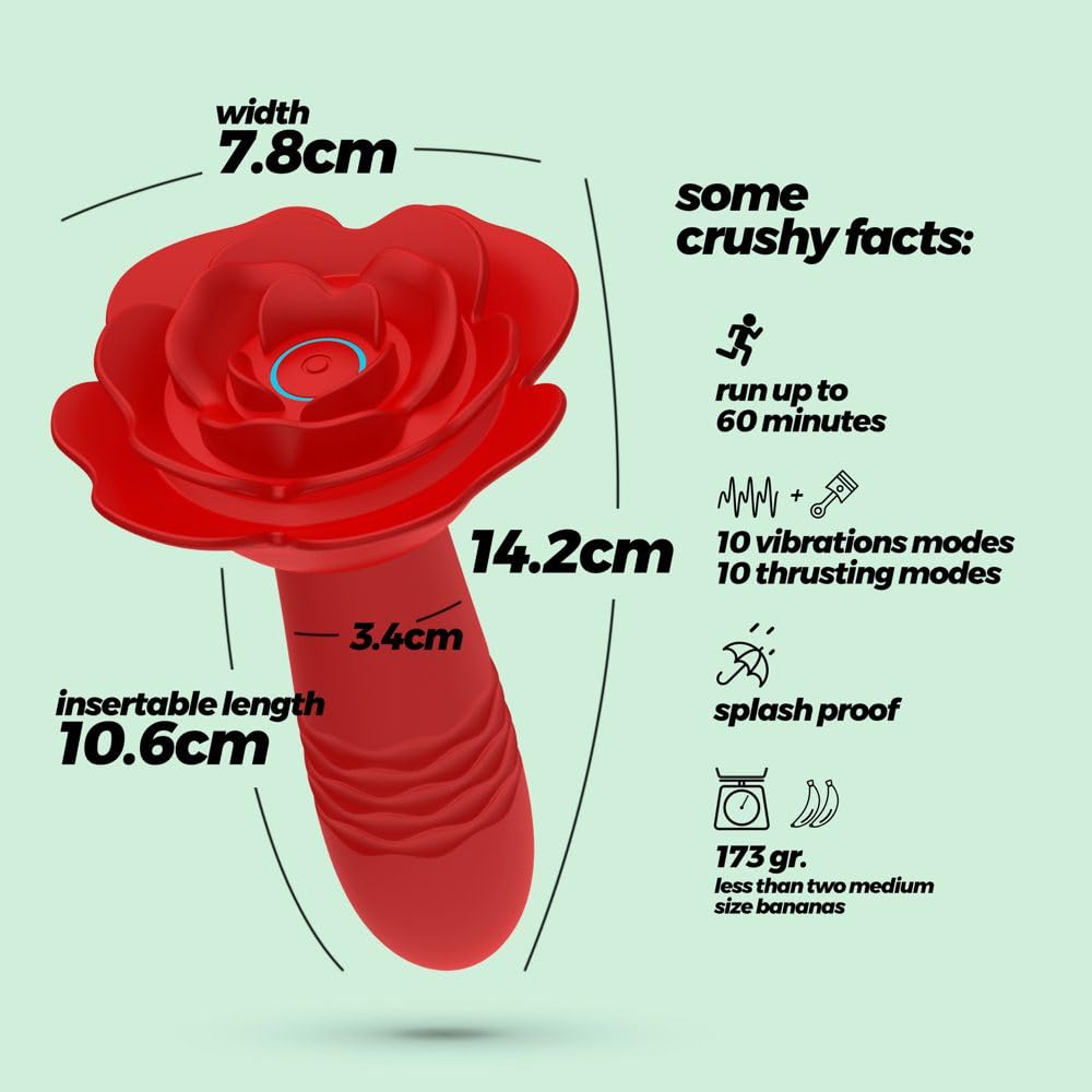 Stimolatore anale prostatico rosa rossa vibratore in silicone con telecomando e funzione di spinta ricaricabile USB