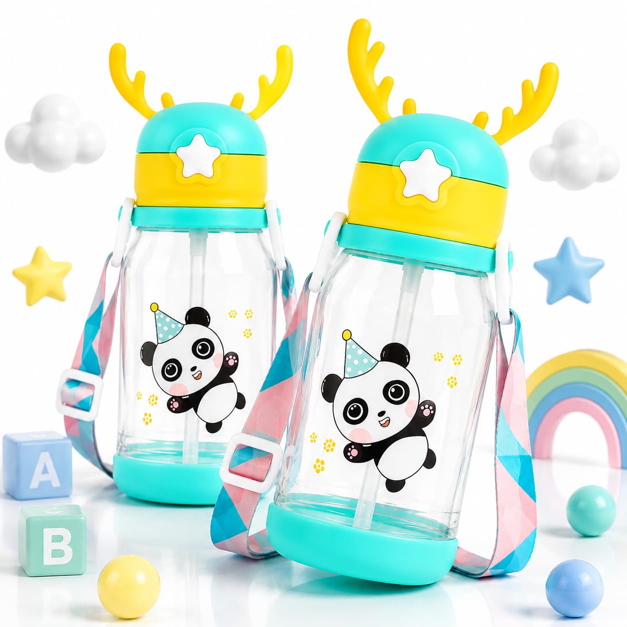 Kids Reusable Water Bottles - BPA Free Pack of 2 -13
