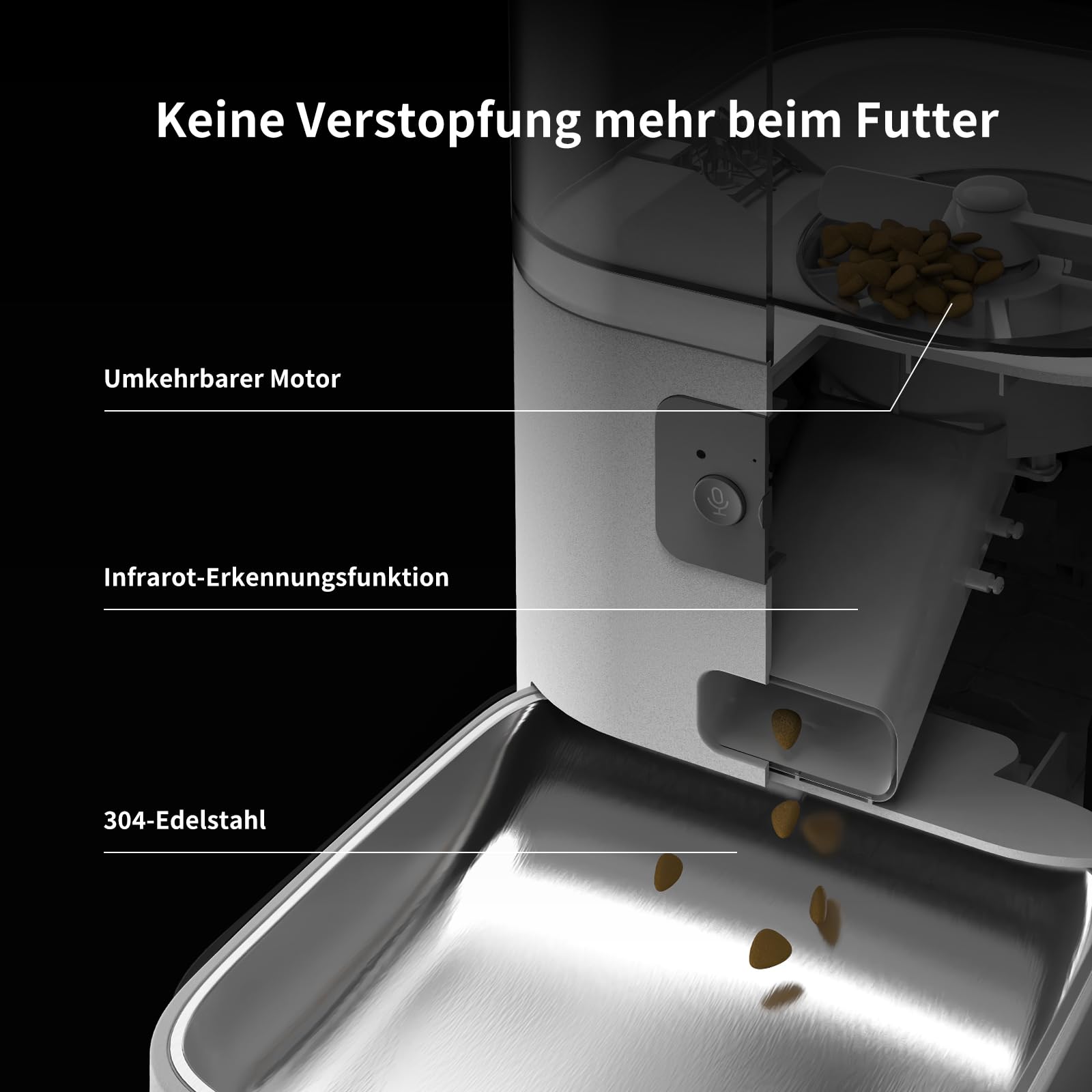 DOEL Distributore automatico di cibo e acqua 2 in 1 per gatti, dispenser di cibo secco di grande volume da 6 litri + dispenser d'acqua da 2,5 litri con controllo app, registrazione vocale