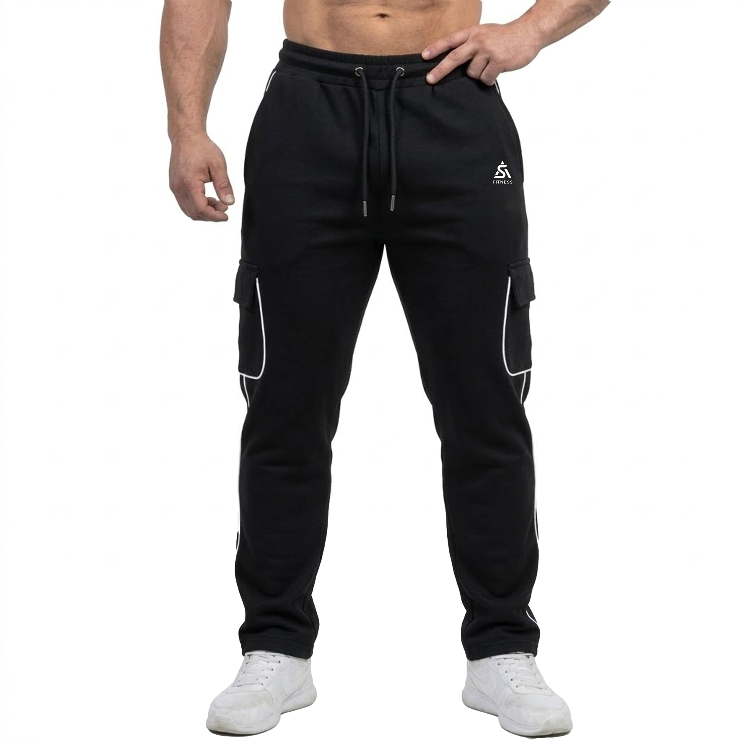 Men's Cargo Track Pants with Side Piping, Drawstring Waist, Gym and Casual Wear-image-18