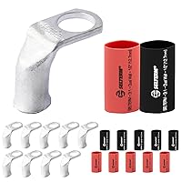 Vista 276 de SELTERM 25 piezas de lengüetas de cable de batería de cobre estañado de grado marino de 2/0 AWG de 3/8 pulgadas, terminales de anillo de calibre 00
