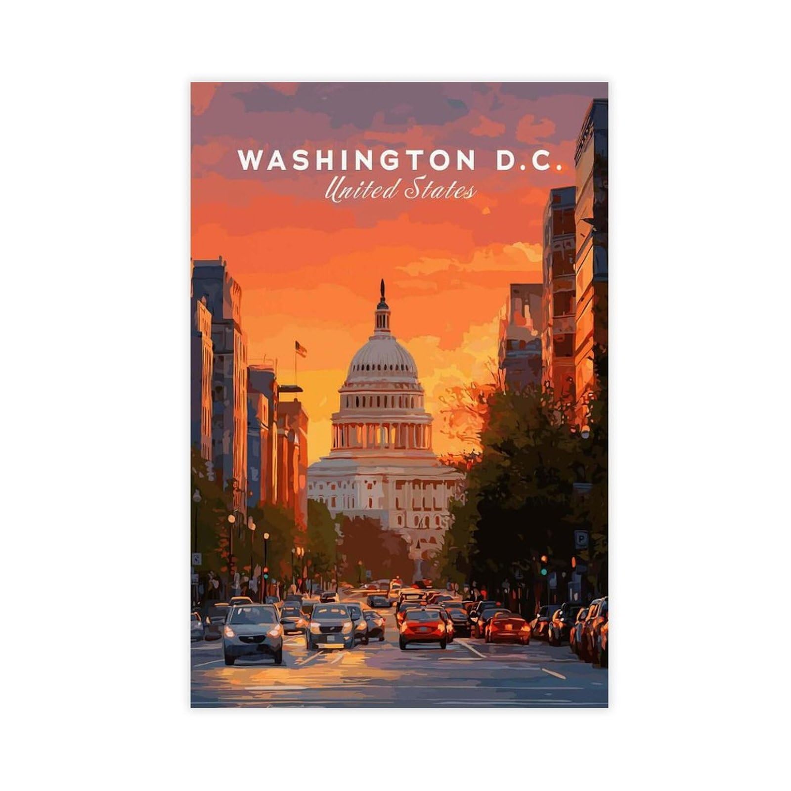 Bareronor Washington D.C. Capitol Canvas Poster Bedroom Decor Landscape Office Room Decor Gift 20" L X 30" W