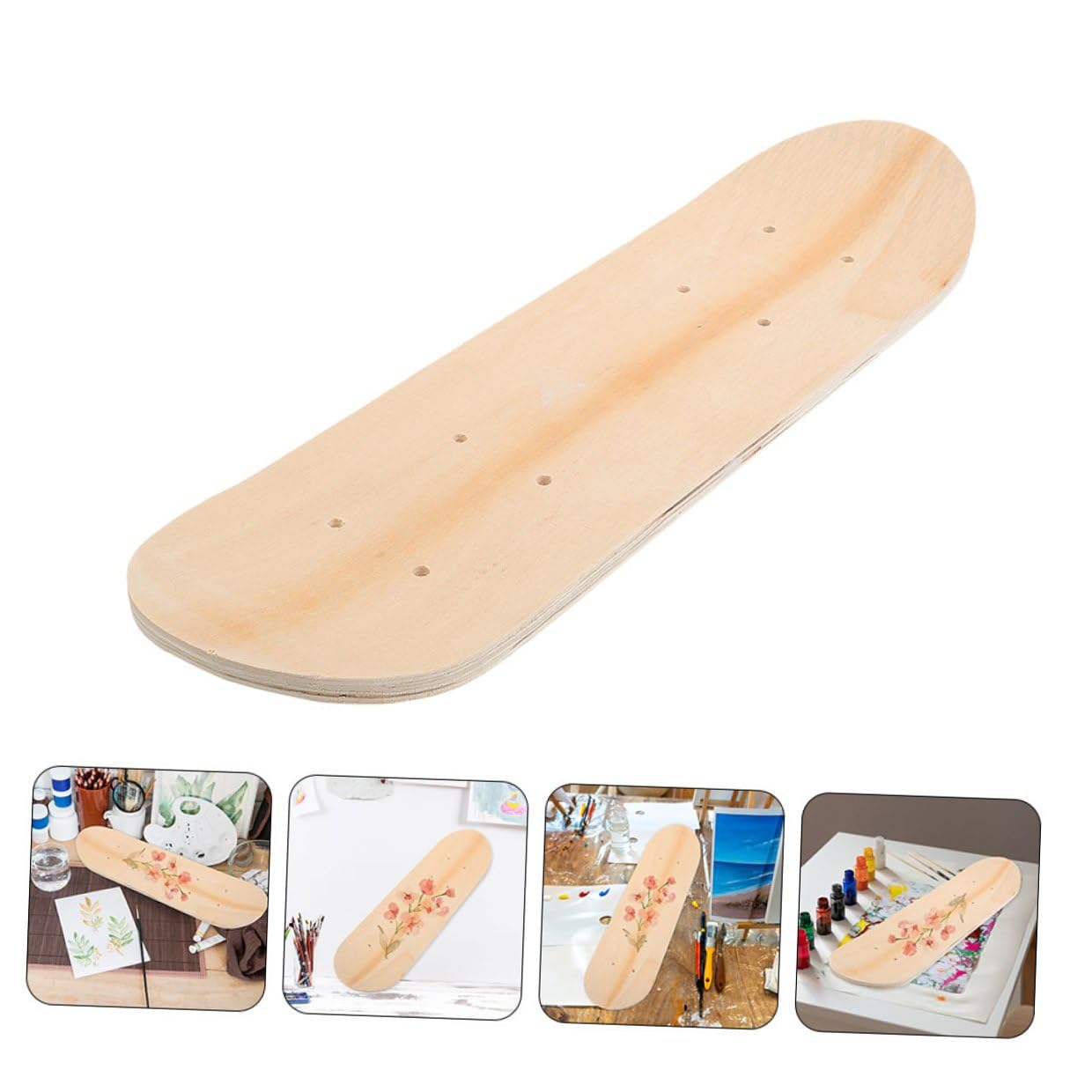 SUPVOX Planche de Skateboard Vierge DIY, Lot de 2, Bois D'érable