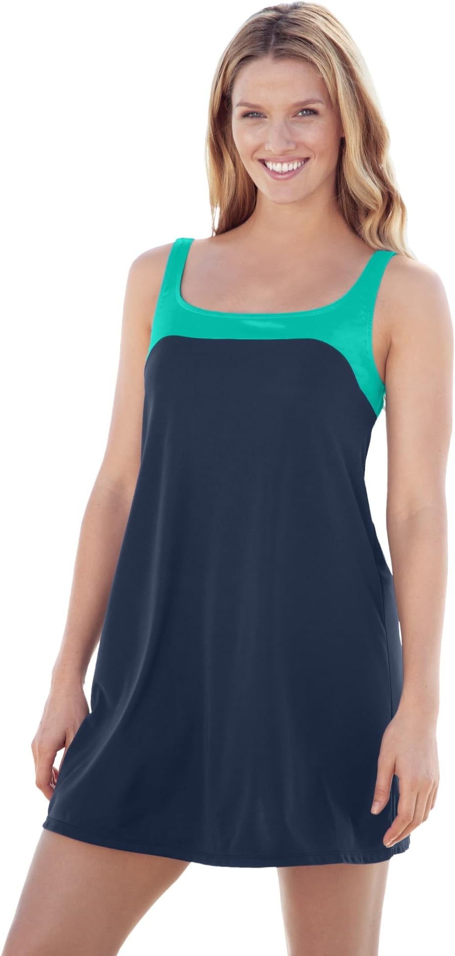 Swim 365 Women's Plus Size Two-Piece Colorblock Swim Dress