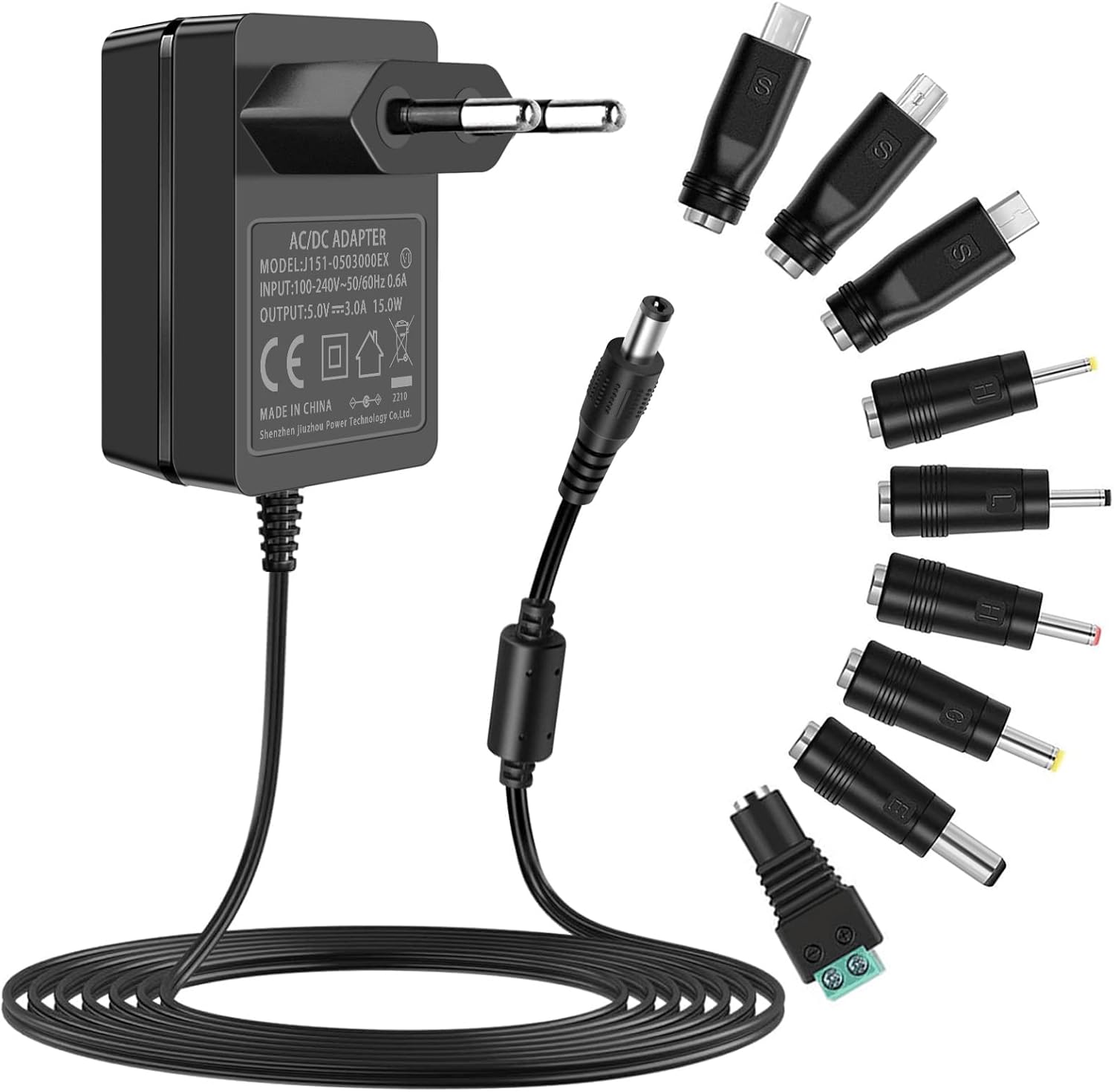 Gonine 5V Fuente de alimentación 3A Adaptador de CA Cargador de Pared CA 100-240V a CC 5V 3A 2.5A 2A 1.5A Convertidor para Tiras de Luces LED, cámaras CCTV, enrutador, Altavoces, Dispositivo Android