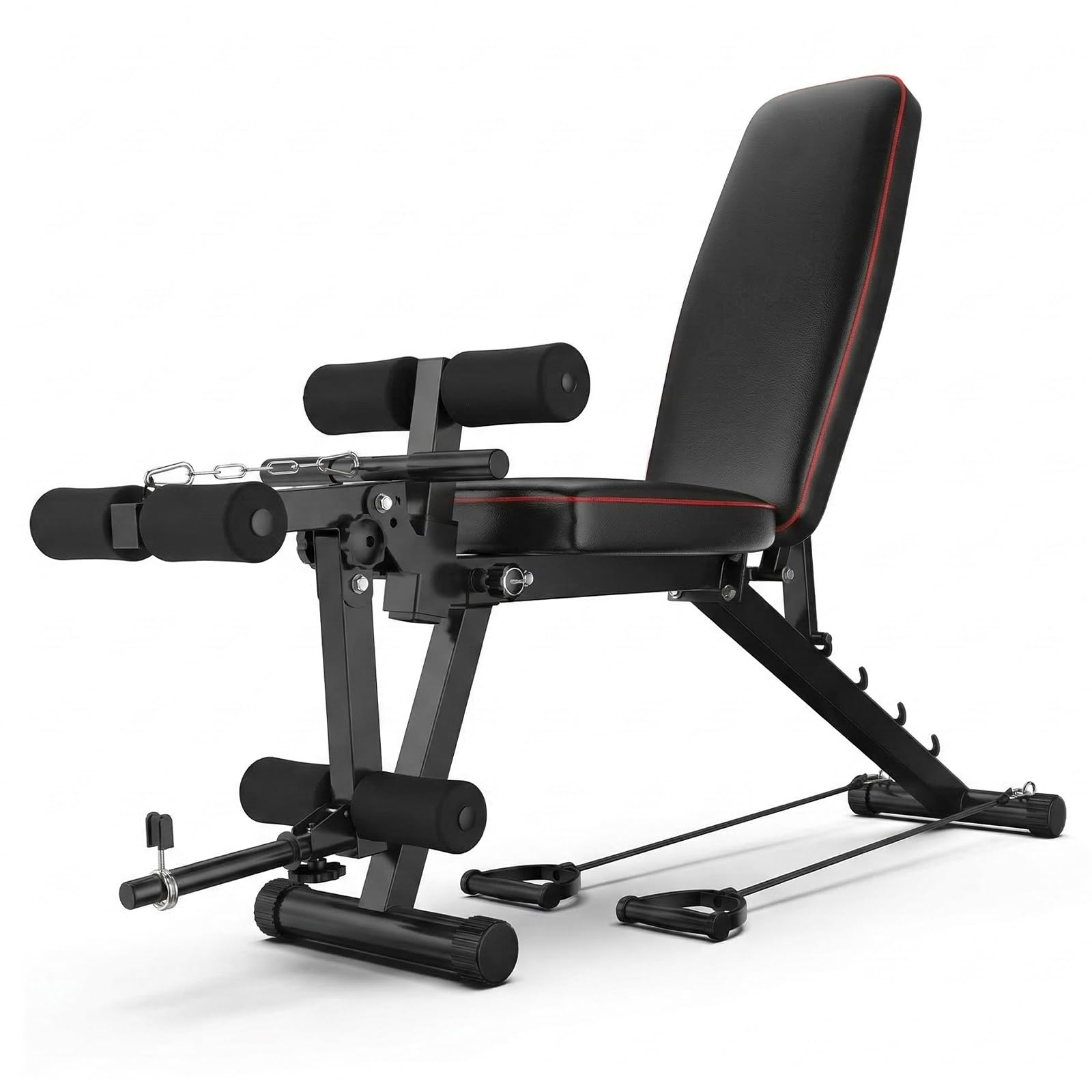 Banco Musculación Plegable para Casa, 200KG Banco de Pesas Ajustable con Extensión de Piernas, Máquina Multifunción Musculación para Gimnasio en Casa