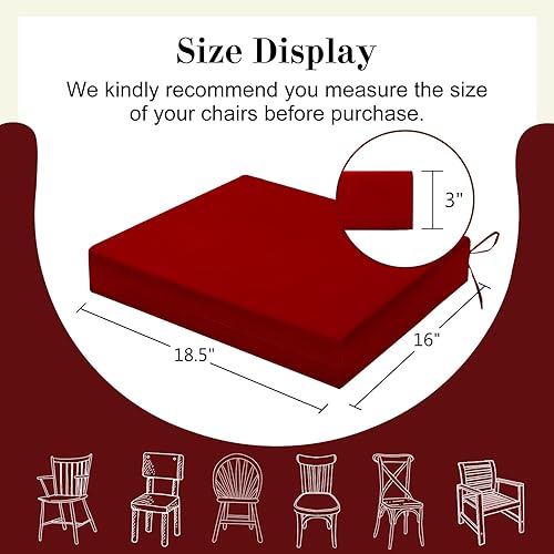 Miniatura 6 de Cozyide Cojines para sillas de exterior, cojines de asiento de patio impermeables con correas ajustables, cojines cuadrados para sillas de patio