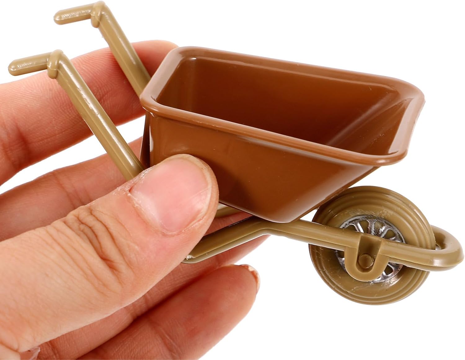 Yardwe Miniature Wheelbarrow Toy Set of 4 Small Plastic Dollhouse Accessories for Mini Landscape Decor and Photography Props