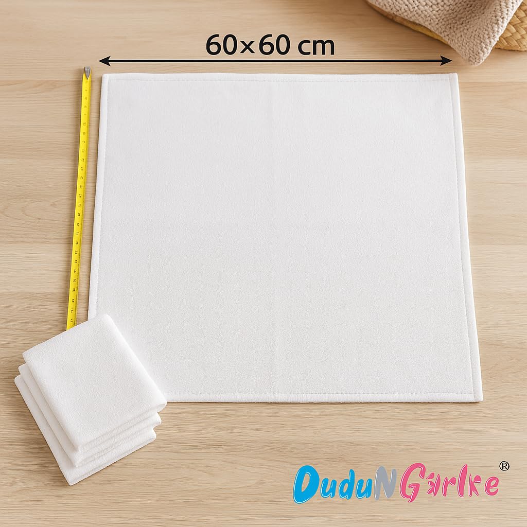 DuDu N Girlie Baby Terry Frottee 100% Baumwolle Windeln, Weiß, 3 Stück