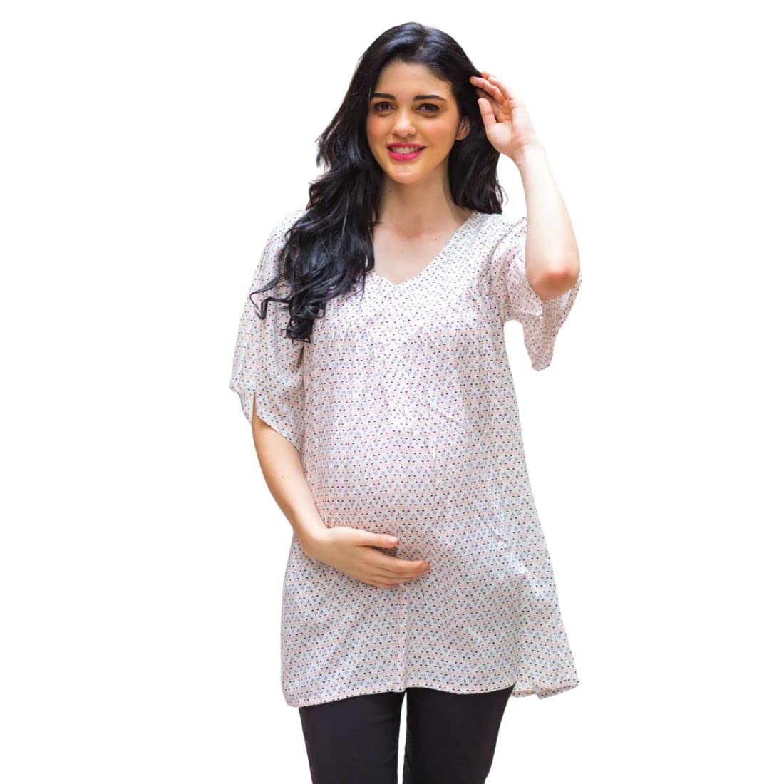 Joy Roots Cute White Daisy Maternity & Nursing TOP