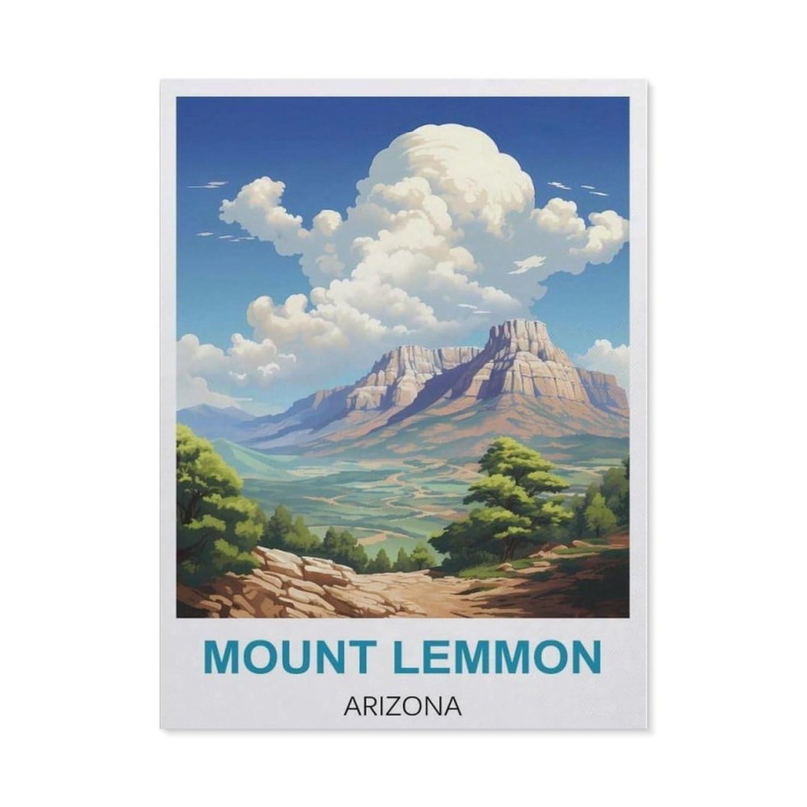 BEAYODKP Diamond Painting，Mount Lemmon Arizona Vintage Travel Poster，Diamond Painting Art Embroidery Cross Stitch Pictures Gift Wall Decoration（50 x 60 cm/19.68 x 23.62 inches）-CB96