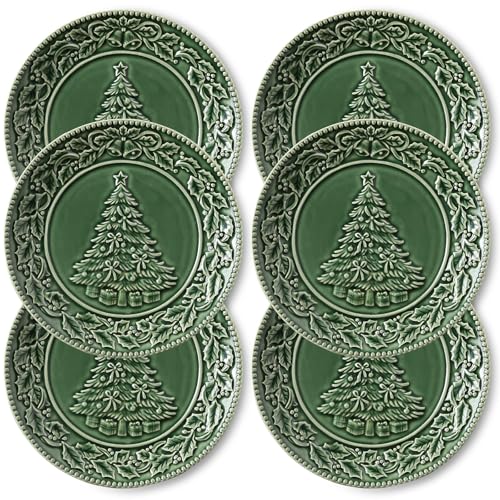 Metahom Christmas Tree Dinner Plates, 10 Inch Ceramic Serving Plates, Green Serving Dish Set, Dishwasher and Microwave Safe, Christmas Dinnerware Set of 6 Metahom Christmas Tree Dinner Plates, 10 Inch Ceramic Serving Plates, Green Serving Dish Set, Dishwasher and Microwave Safe, Christmas Dinnerware Set of 6