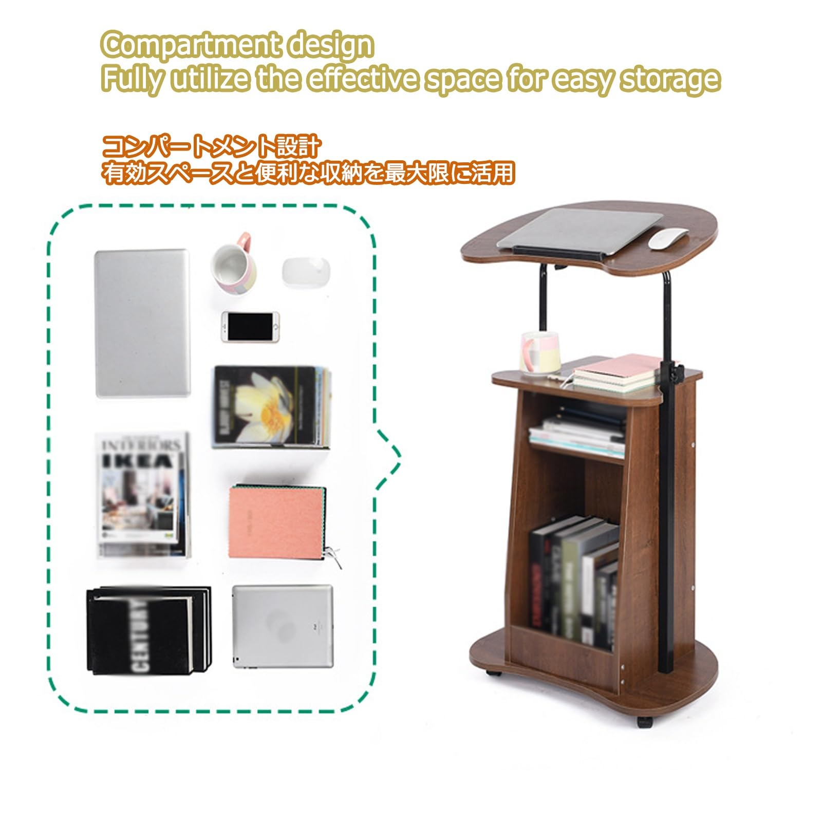 Pupitre Mobile Moderne - Pupitre De Sol À Hauteur Réglable pour Salles De Classe Et Événements - Qualité Supérieure - Conception Facilement Relevable - Table De(Marron-60 * 37 * 85Cm)