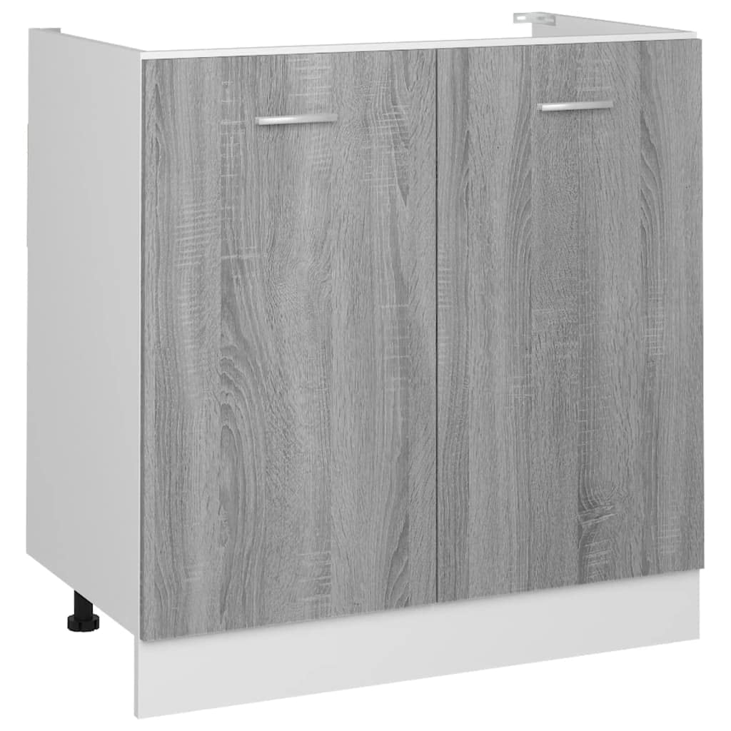 Meuble bas d'évier en bois gris 80 cm pour optimiser le rangement de la cuisine