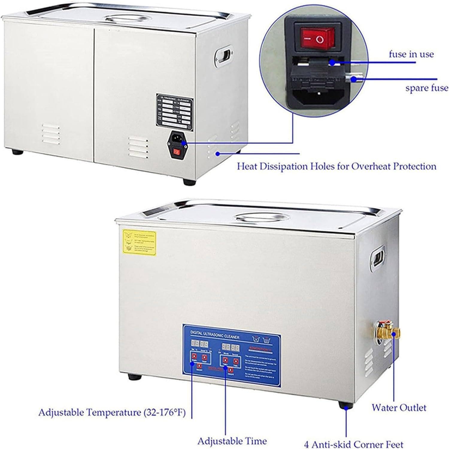 Pulitore a Ultrasuoni per Dischi in Vinile Da 6 L (Per Dischi Da 7"/12"), Temporizzazione Da 0 a 30 Min, Temperatura Regolabile Da 0 a 80 °C, per Pulire E Restaurare Professionalmente I Tuoi Dischi