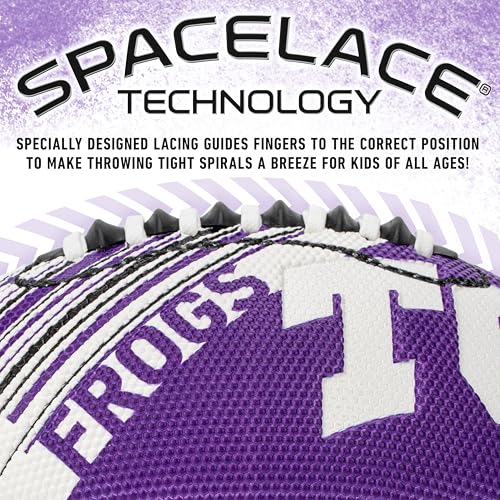Franklin Sports TCU Horned Frogs Foam Football - Youth Mini Football for Kids - 8.5 Junior Soft Foam Football - SPACELACE Easy Grip Cover - Perfect Toy Football for Kids