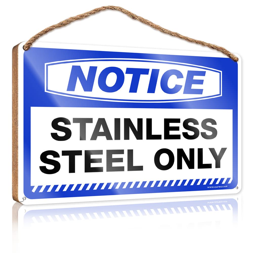 FZFN Front Porch Decor Farmhouse Notice Stainless Steel Only Wooden Sign Our Home Signs For Home Decor Hanging Decor Outdoo(15X28CM)