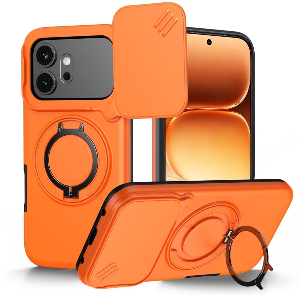 Generic Funda compatible con Honor X40 5G (color: naranja) con soporte de metal, cubierta rígida de silicona dura