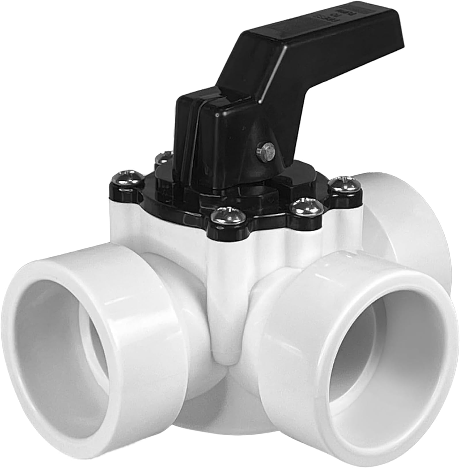 Fibropool 1-1/2" 3-Way Pool Diverter Valve - Slip Fit - Locking Handle - Inground & Above Ground Pools & Spas - PVC Replacement Valve White