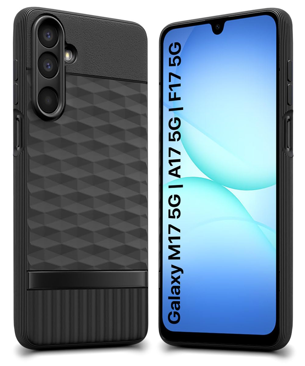 WOW IMAGINE Back Cover for Samsung Galaxy M17 5G | A17 5G | F17 5G with Hexa Cube Design | Ultra Slim Soft Rubberised Case | Inner Velvet Fabric | Flexible Mobile Case | Camera Protection - Black-image-44