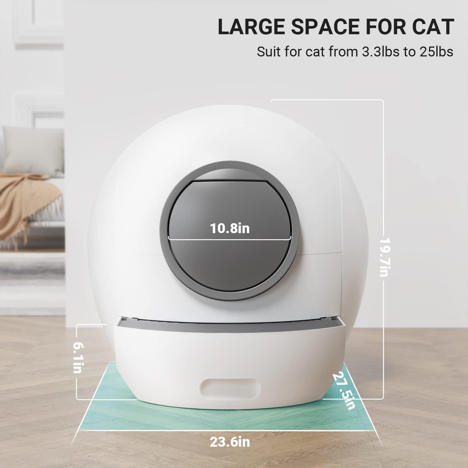 Lettiera per Gatti autopulente, Controllo App, Monitor Intelligente, Adatta a Tutti i Tipi di Gatti, rimozione degli odori, Facile da smontare e Lavare