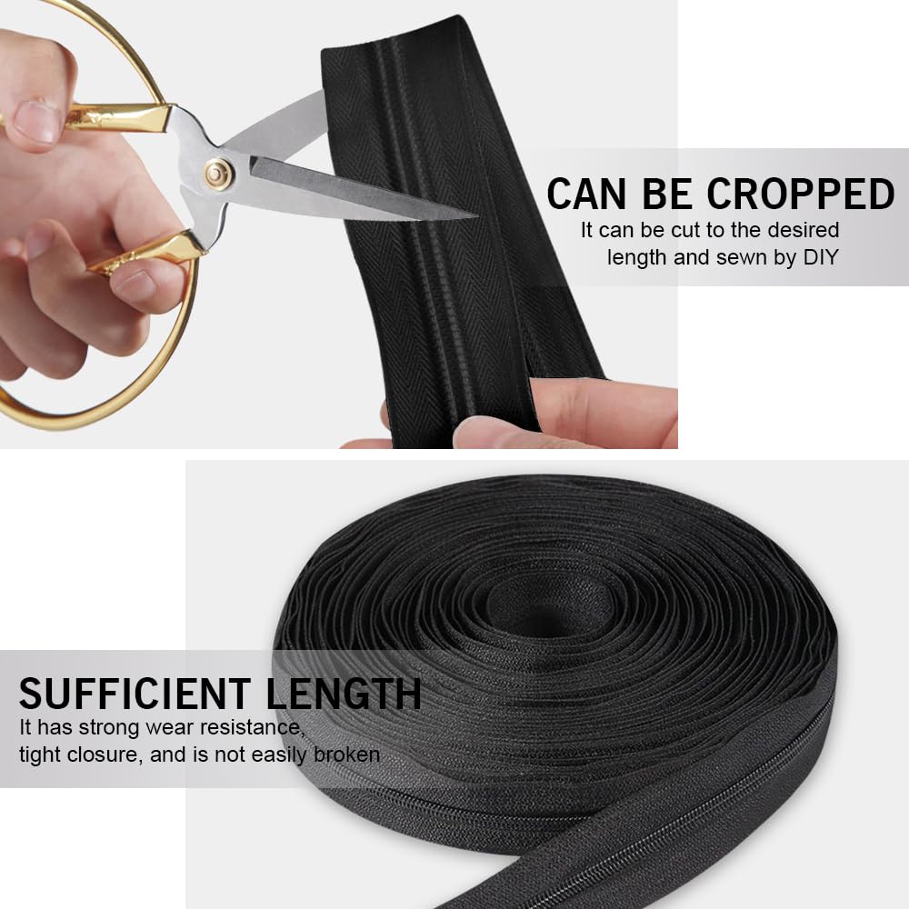 Fermeture Éclair Nylon Sans Fin 10 Mètres - Pour Couture, Réparation Vêtements, Sacs, Linge De Maison, DIY