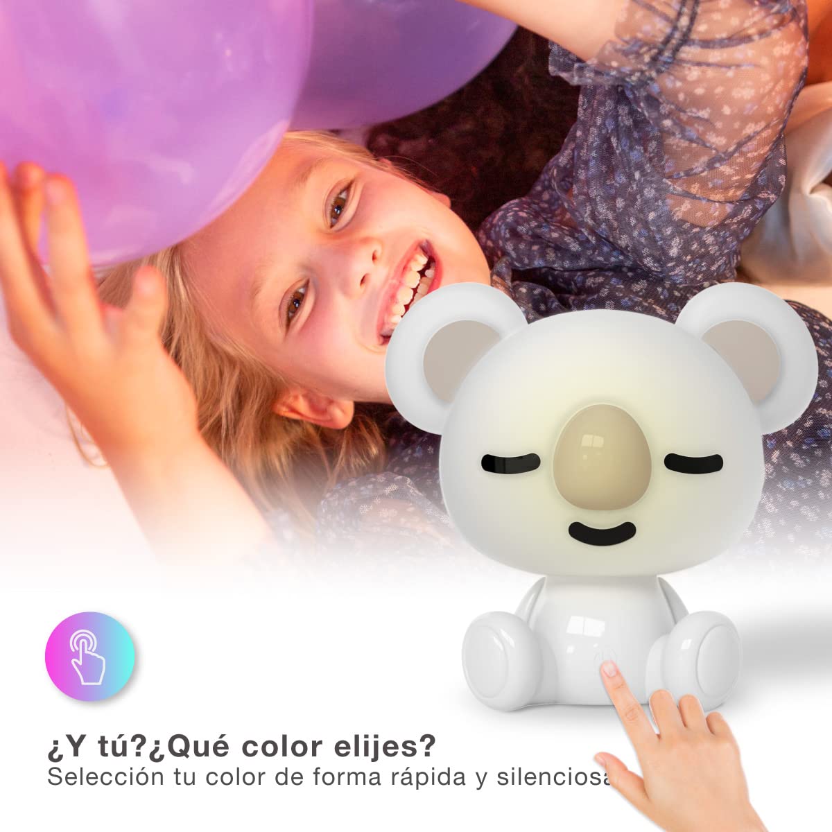 gsc evolution Luce notturna per bambini Koala LED 2,5W RGB + batteria ricaricabile per luce diurna Bianca