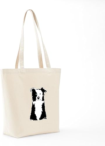 Vista 87 de CafePress Border Collie - Bolsa de lona natural, bolsa de compras reutilizable
