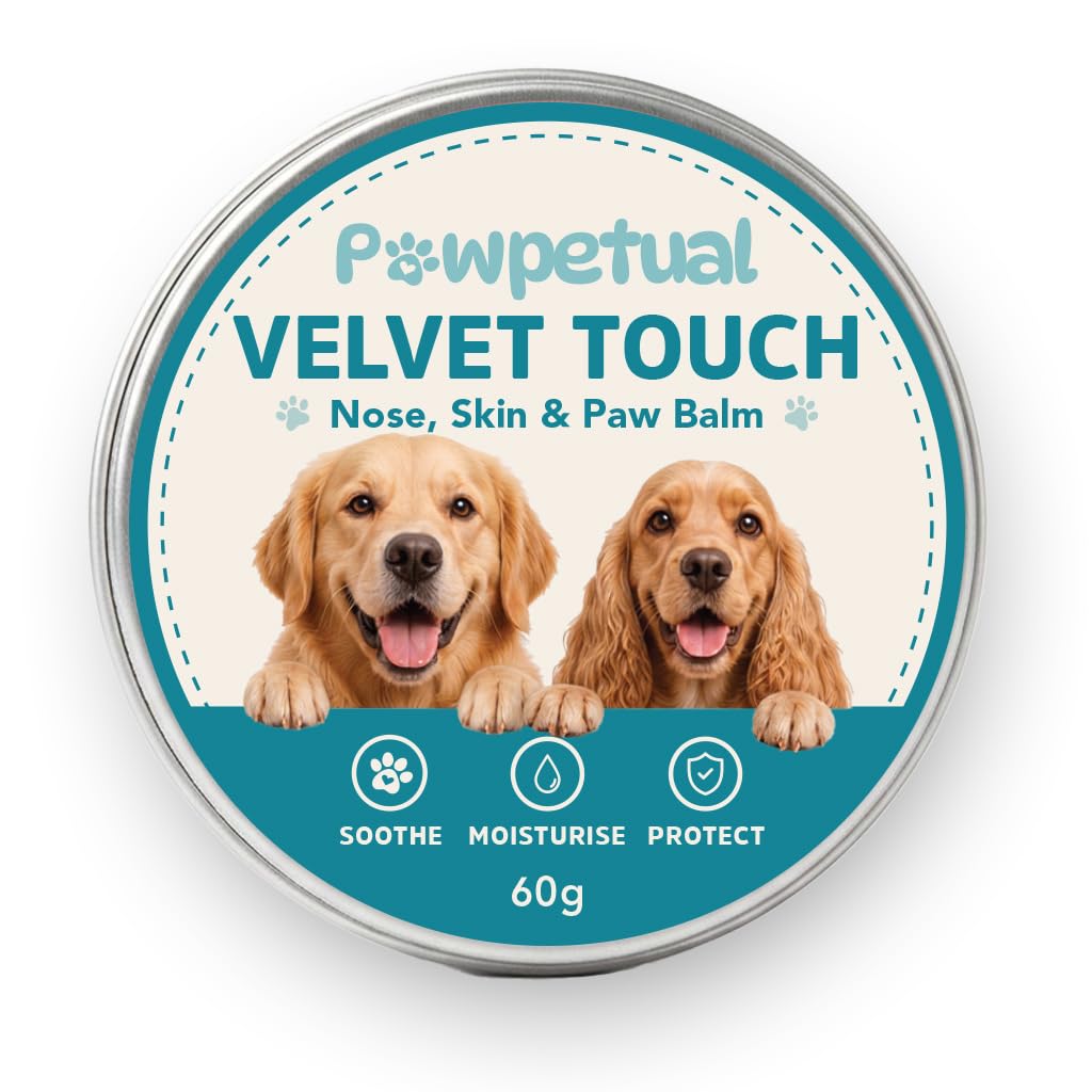 PawPetual Velvet Touch Dog Paw & Nose Balm Fragrance-Free Moisturiser for Dry, Cracked Pads, Snouts & Sensitive Skin Lick-Safe Balm for Puppies & Dogs 60g