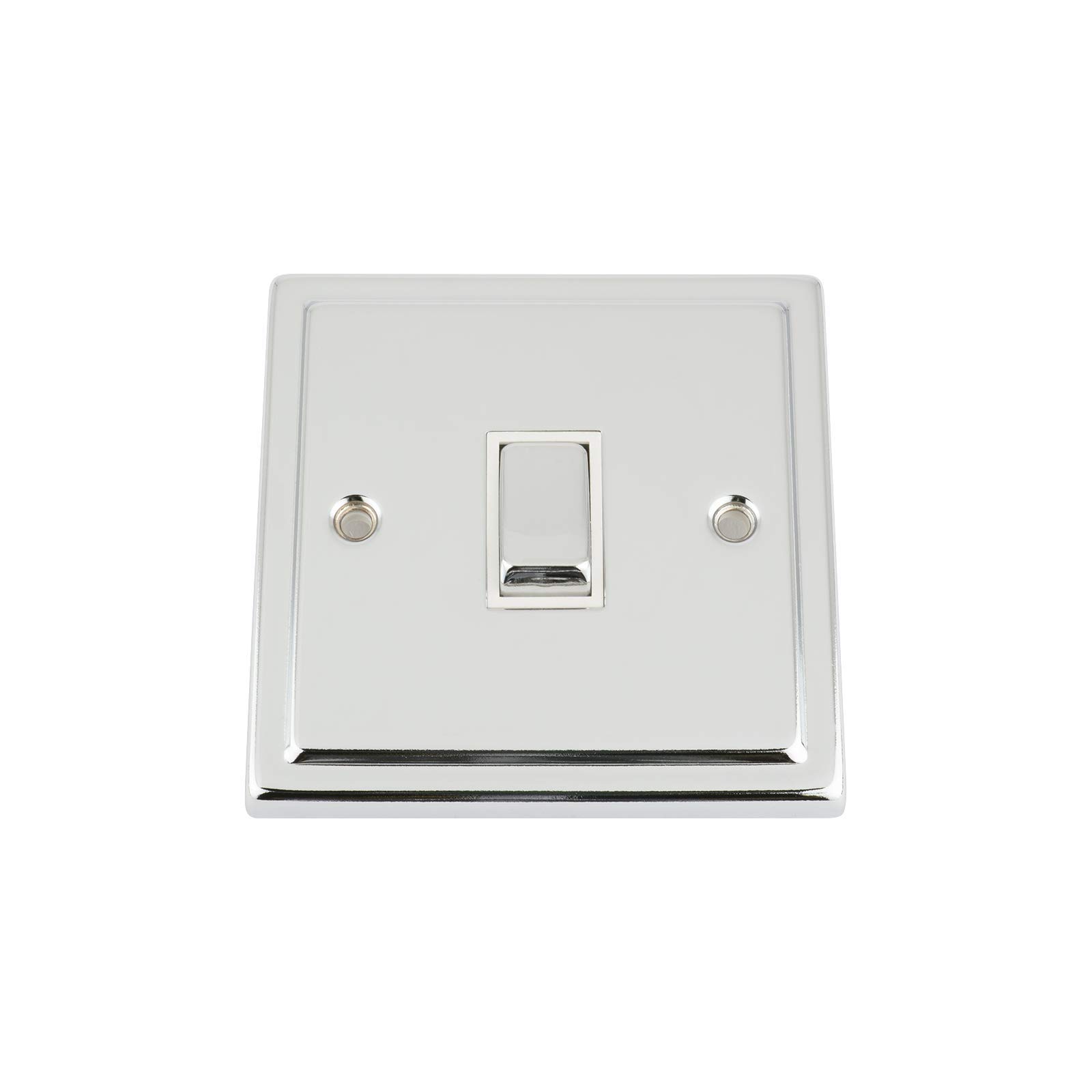 A5 Products White Trimline Polished Chrome Intermediate Switch 1 Gang Insert Metal Rocker Switch