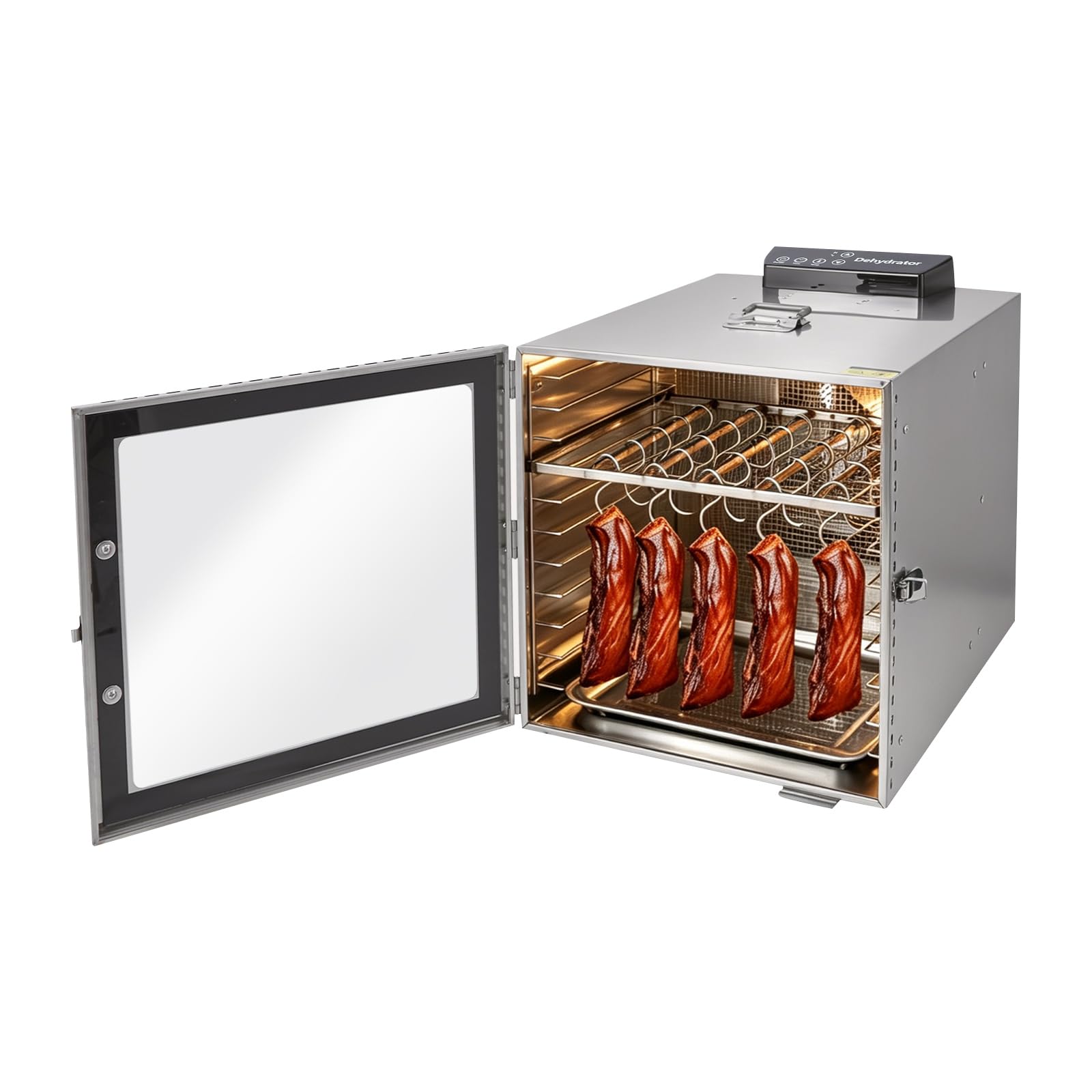 Essiccatore da 42,5 l, in acciaio inox, con 10 ripiani e 20 ganci