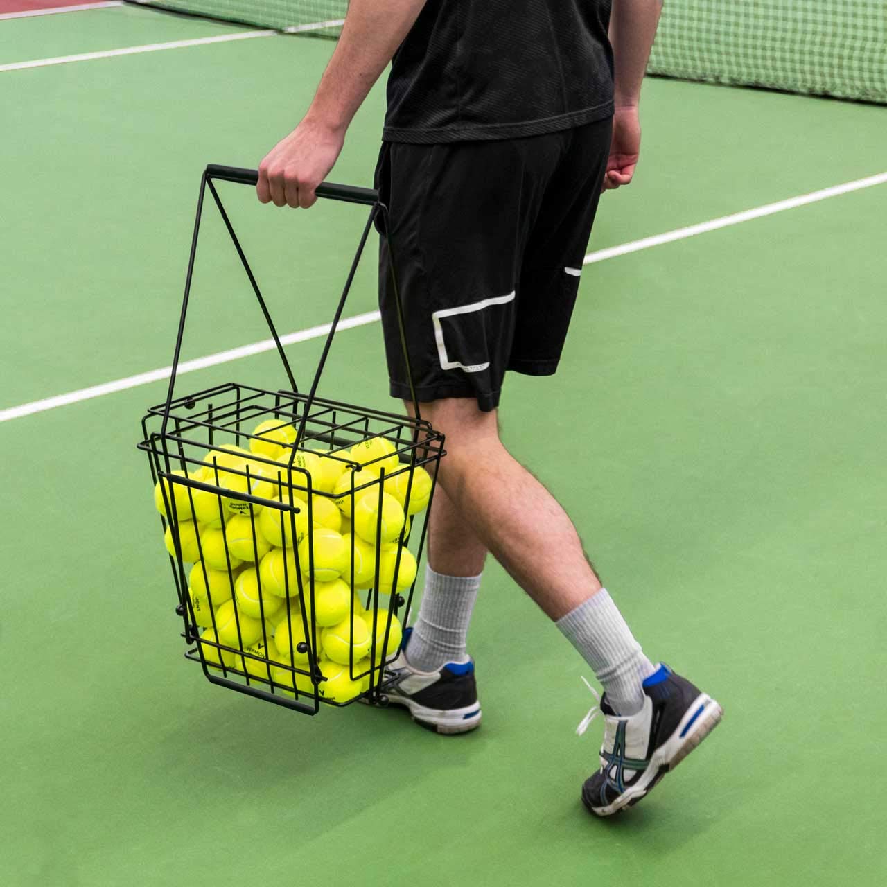 Vermont Cesta de pelota de tenis y tolva [capacidad de 72 pelotas] – Fácil almacenamiento y colección de pelotas de tenis