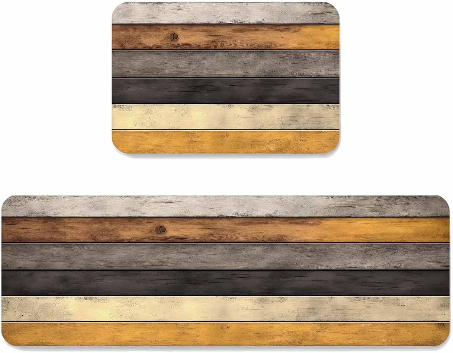 Prime Leader American Retro Style Kitchen Mat Set 2 Pieces Western Cowboy Boots USA Flag Bow Stars Non Slip Kitchen Rugs Washable Runner Rug Mats for Sink Laundry (19.7" x 31.5"+19.7" x 47.2")