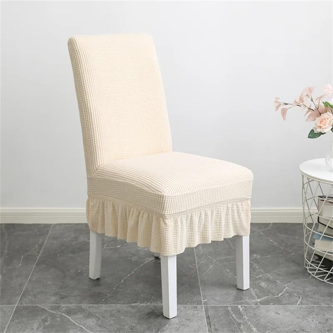 PBTMCD 4pcs- Stretch Dining Chair Covers With Pleated Skirt, Banquet Slipcovers, Washable Seat Protector For Hotel Wedding(A5)