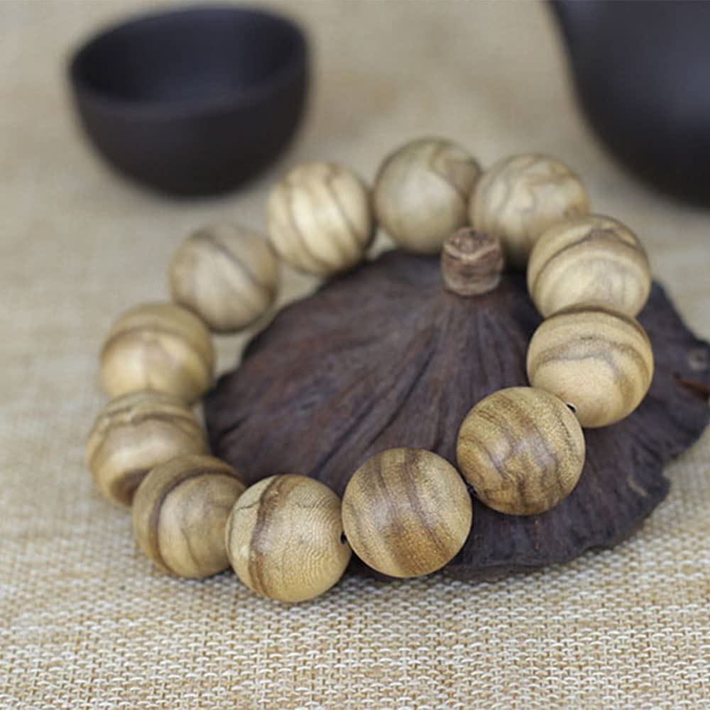Bransoletka z koralików modlitewnych, bransoletka z koralikami, koraliki modlitewne, 20 mm bransoletka z papui agarowej kadzidło mleczne, naturalne koraliki Buddy z agarowego drewna Buddy pojedynczy okrąg bransoletka różaniec do śpiewania medytacji