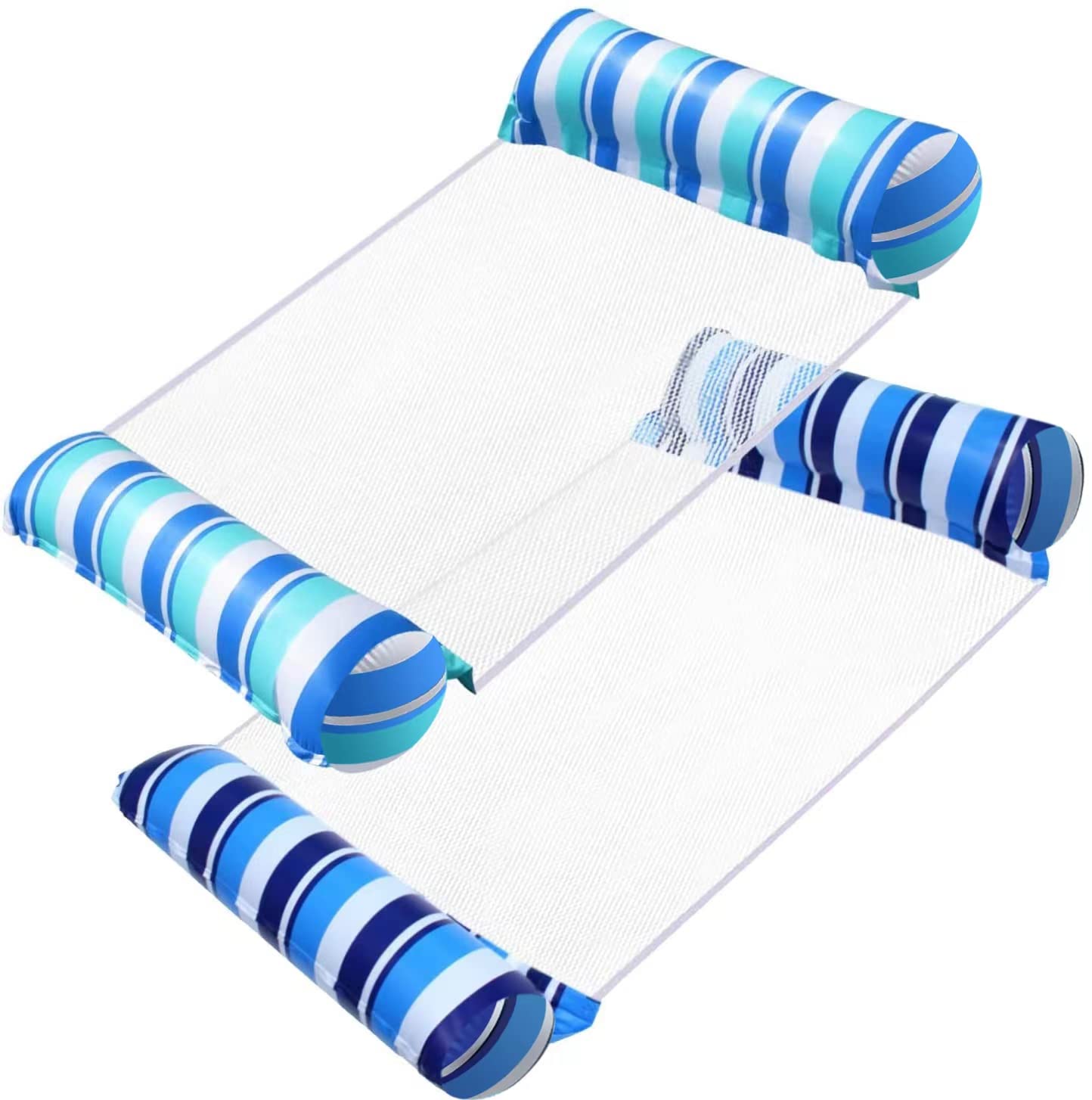 【𝟐 𝐏𝐀𝐂𝐊】 PWOPWOE 4-in-1 Monterey Pool Float & Water Hammock, Heavy Duty Inflatable Pool Floats for Adults, Inflatable Pool Float Hammock (Teal Navy+Navy White)