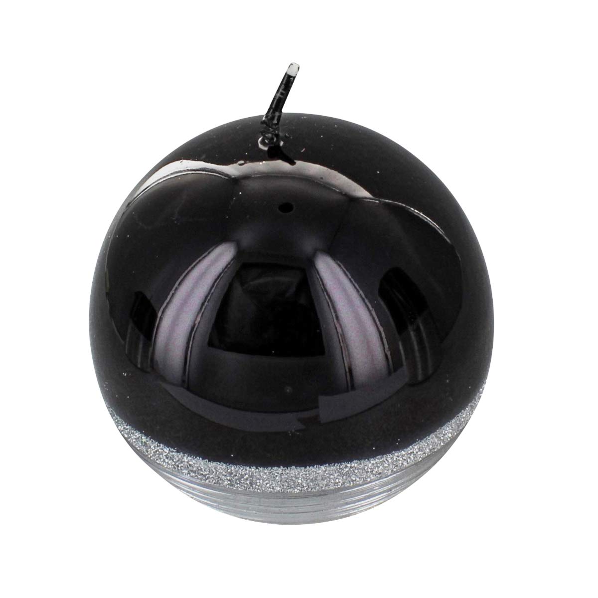 G Decor Black, Silver Black Silver Glass Glitter Pillar Candle (Ball)