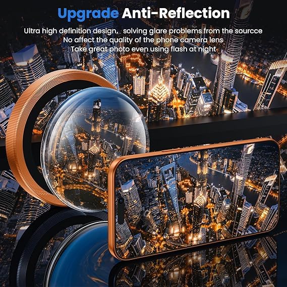 Image of WSKEN Camera Lens Protector Ring Compatible For iPhone Camera Protection - 9H Hardness Scratch-Resistant Bubble-Free HD Tempered Camera Metal Glass Tempered Glass Screen Protector Film Mobile Phone Case Friendly (Cosmic Orange, iPhone 17 Pro & 17 Pro Max)