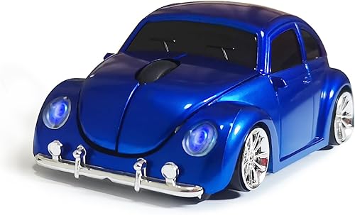 SDGSQHA Mouse inalámbrico para computadora, mouse óptico inalámbrico de 2.4 GHz, ratón de computadora de automóvil, mouse azul, mouse con forma de