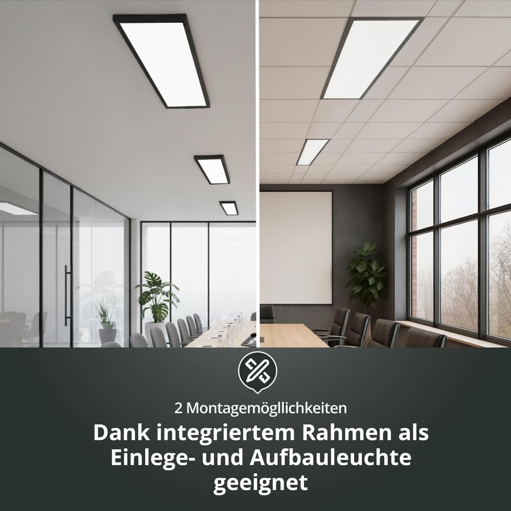 Backlit LED Panel 2in1 Aufbau-/Einbau-Deckenleuchte schwarz 120x30cm 40W neutralweiß 4000K 4000lm IP20 L1195xB295xH38mm